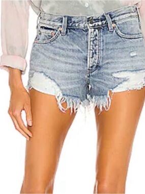 We The Free Light Wash Distressed Denim Cutoff Shorts